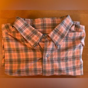 Woolrich Mens Flannel Shirt Size XL Long Sleeve Button Orange Green Brown Plaid